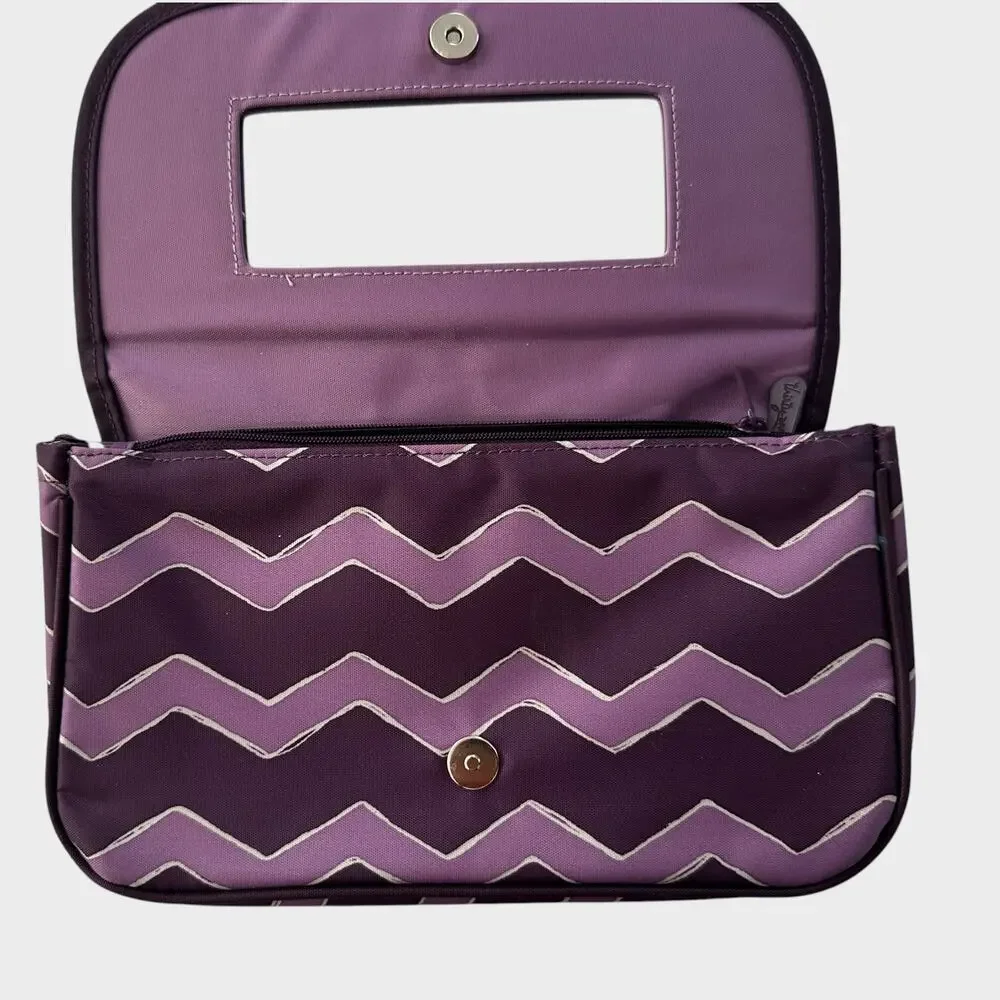 Thirty-One Purple Chevron Make-Up Bag with Mirror